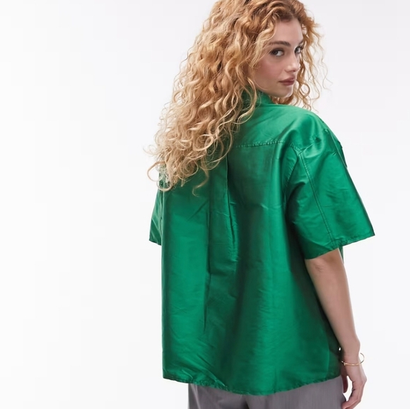 Topshop Emerald Green Blouse Size US 6 - Picture 3 of 10